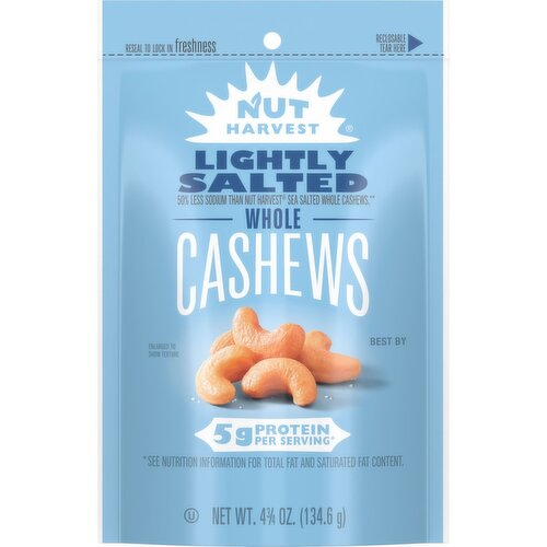 Nut Harvest Nuts Lightly Salted Cashews 4 3/4 Oz