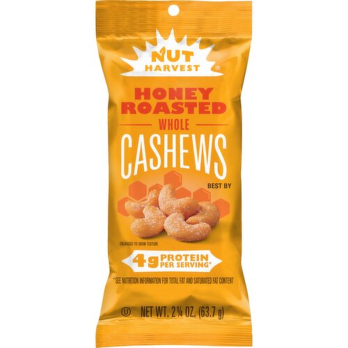 Nut Harvest Whole Cashews Honey Roasted 2 1/4 Oz