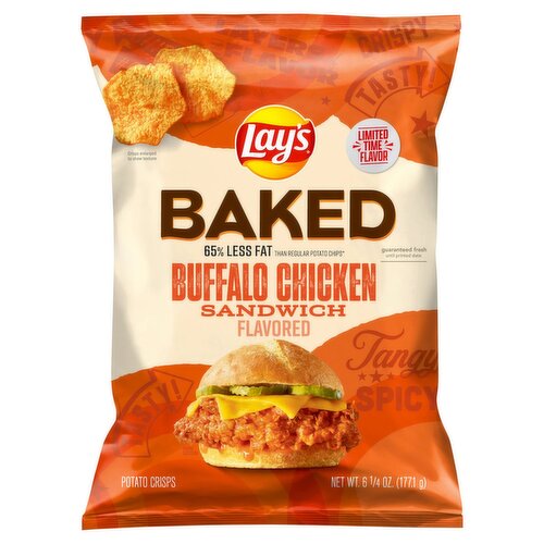 Lay's 65% Less Fat Baked Buffalo Chicken Sandwich Flavored Potato Crisps,  6 1/4 oz