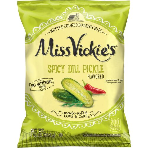 Miss Vickie's Kettle Cooked Potato Chips Spicy Dill Pickle Flavored 1 3/8 Oz