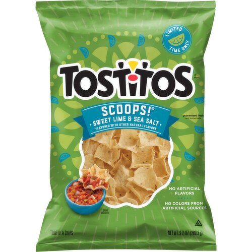 Tostitos Scoops Tortilla Chips Sweet Lime & Sea Salt 9 1/2 Oz