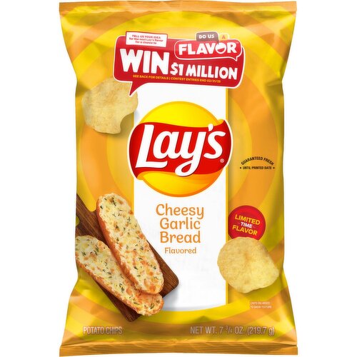 Lay's Potato Chips Cheesy Garlic Bread Flavored 7 3/4 Oz