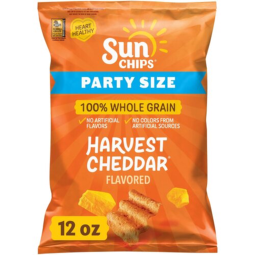SunChips Whole Grain Snacks Harvest Cheddar Flavored 12 Oz
