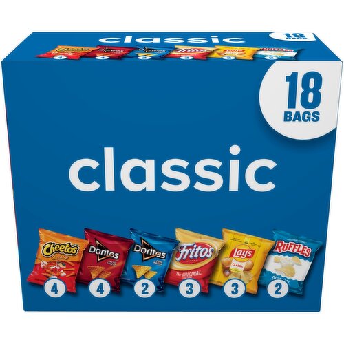 Frito Lay Snacks Classic Mix Variety Pack 1 Oz, 18 Count