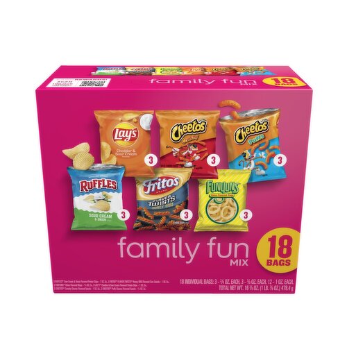 Frito Lay Snacks Family Fun Mix Variety Packs 16 7/8 Oz, 18 Count