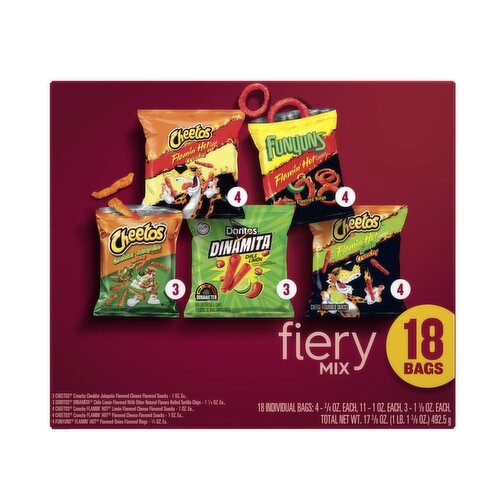 Frito Lay Snacks Fiery Mix Variety Packs 17 3/8 Oz, 18 Count