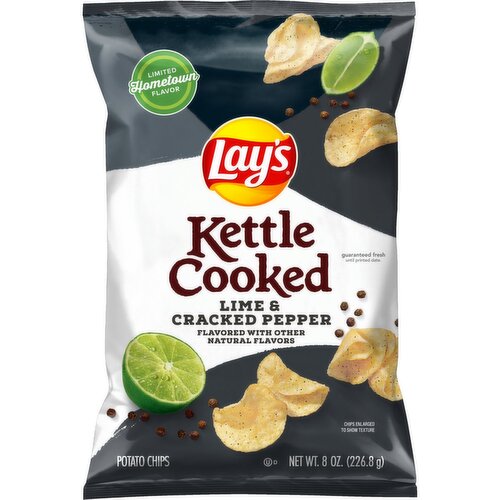 Lay's Kettle Cooked Potato Chips Lime & Cracked Pepper 8 Oz