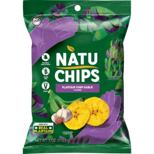 NatuChips Plantain Chips Garlic Flavored 4 Oz