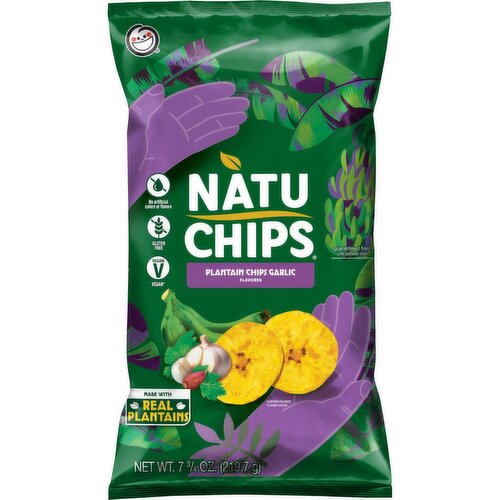 NatuChips Plantain Chips Garlic Flavored 7 3/4 Oz