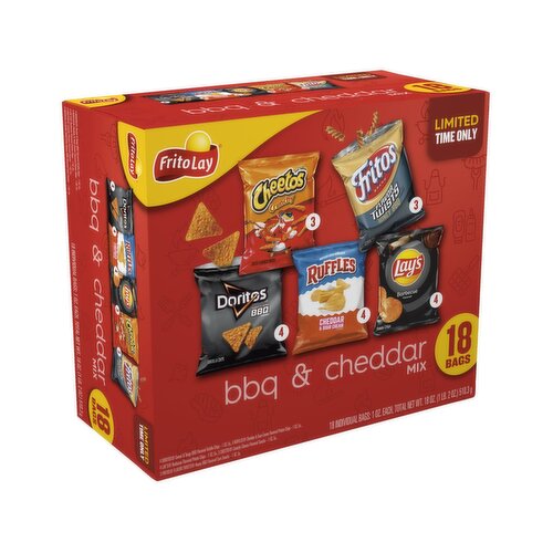 Frito Lay Snacks BBQ Cheddar Mix Variety 18 Oz 18 Count