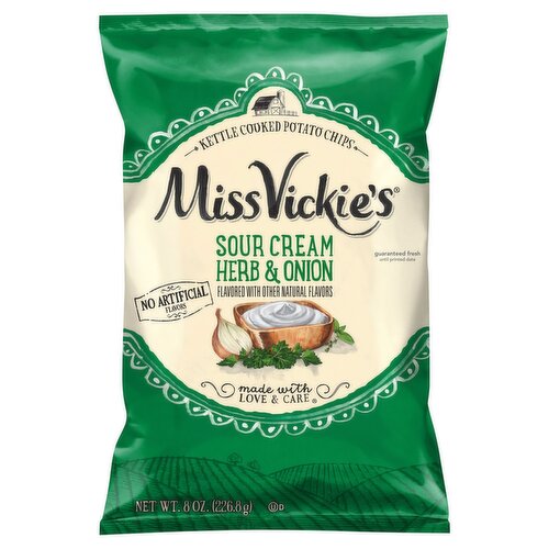 Miss Vickie's Sour Cream Herb & Onion Kettle Cooked Potato Chips, 8 oz