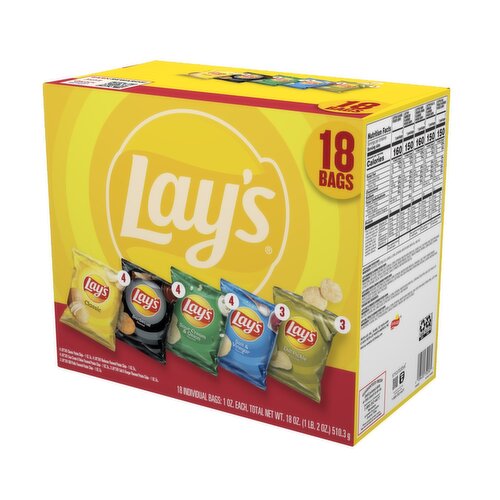 Lay's Potato Chips Variety Mix 18 Oz, 18 Count
