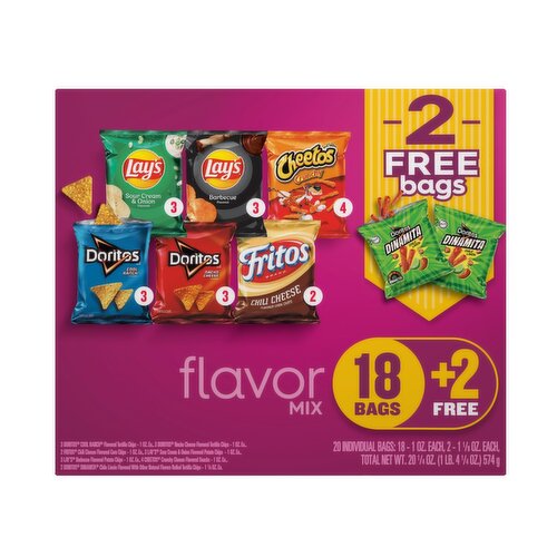 Frito Lay Snacks Flavor Mix Variety 20 1/4 Oz, 20 Count