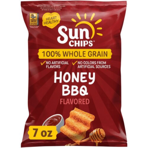 SunChips Whole Grain Snacks Honey BBQ Flavored 7 Oz