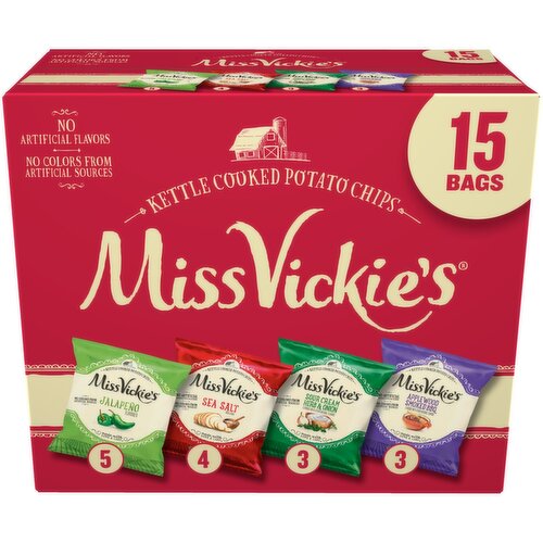 Miss Vickie's Kettle Cooked Potato Chips Variety Pack, 1 Oz, 15 Count