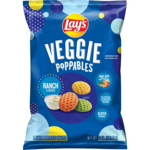 Lay's Veggie Poppables Potato & Veggie Snacks Ranch Flavored 5 Oz