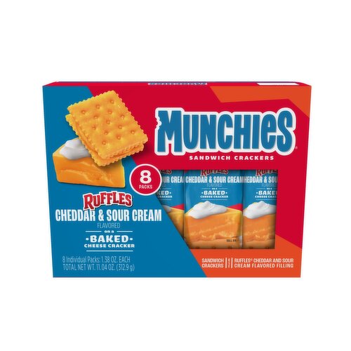 Munchies Sandwich Crackers Cheddar & Sour Cream Flavored 11.04 Oz, 8 Count
