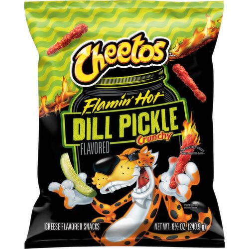 Cheetos Crunchy Cheese Flavored Snacks Flamin' Hot Dill Pickle 8 1/2 Oz