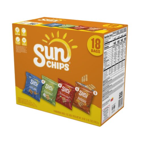 SunChips Whole Grain Snacks Variety Pack 18 Oz, 18 Count
