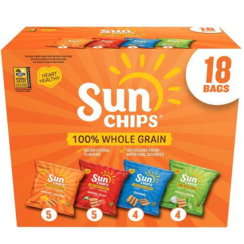 SunChips Whole Grain Snacks Variety Pack, 18 Oz, 18 Count