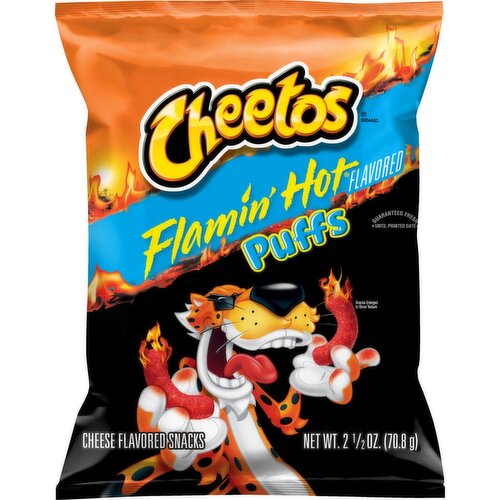 Cheetos Puffs Cheese Flavored Snacks Flamin' Hot Flavored 2 1/2 Oz