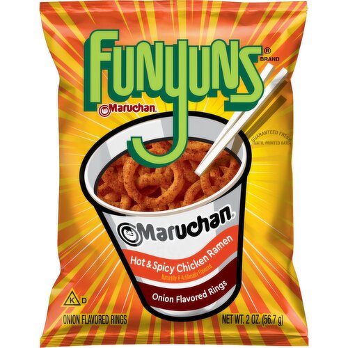 Funyuns Maruchan Onion Flavored Rings Hot & Spicy Chicken Ramen 2 Oz