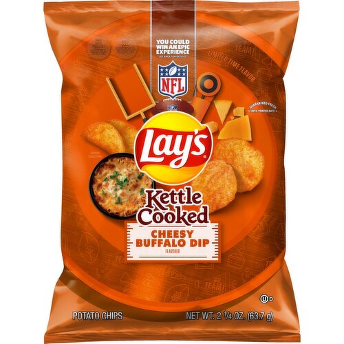 Lay's Kettle Cooked Potato Chips Cheesy Buffalo Dip Flavored 2 1/4 Oz