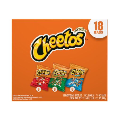 Cheetos Cheese Flavored Snacks Variety Pack, 17.25 Oz X 18