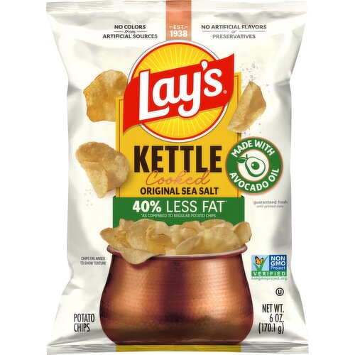 Lay's Kettle Cooked Potato Chips Original Sea Salt, 6 Oz