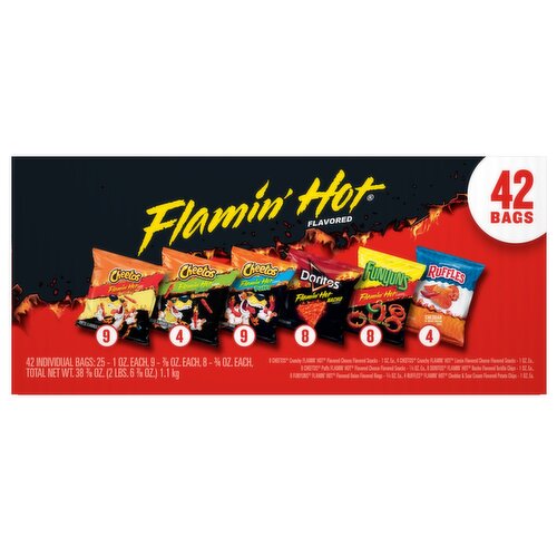 Frito Lay Snacks Flamin Hot Variety Pack, 38 7/8 Oz X 42