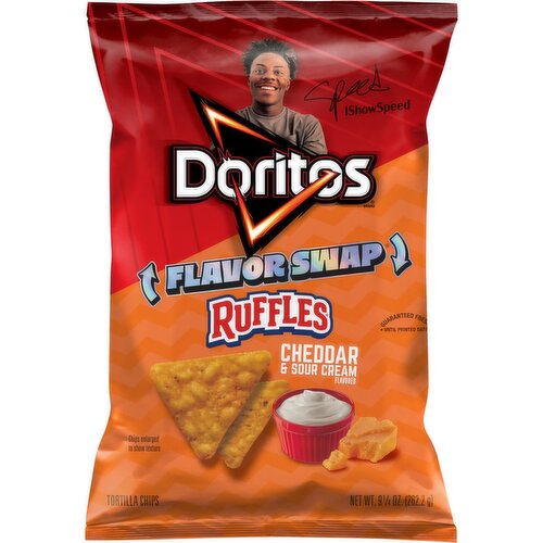 Doritos Tortilla Chips Ruffles Cheddar & Sour Cream Flavored 9 1/4 Oz