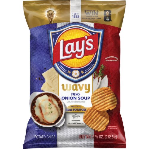 Lay's Wavy Potato Chips French Onion Soup, 7 1/2 Oz