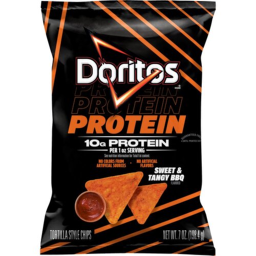 Doritos Protein Tortilla Style Chips Sweet & Tangy BBQ Flavored 7 Oz