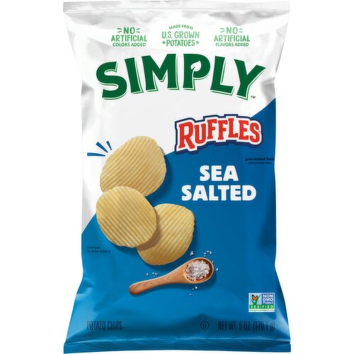 Ruffles Potato Chips Sea Salt, 6 Oz