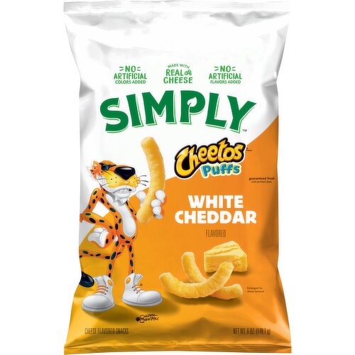 Cheetos Simply Puffs Cheese Flavored Snacks White Cheddar Flavored, 6 Oz