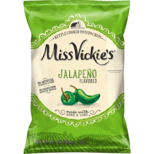 Miss Vickie's Kettle Cooked Potato Chips Jalapeno Flaovred 7 1/2 Oz