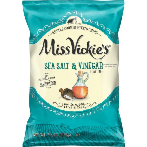 Miss Vickie's Kettle Cooked Potato Chips Sea Salt & Vinegar Flavored 7 1/2 Oz
