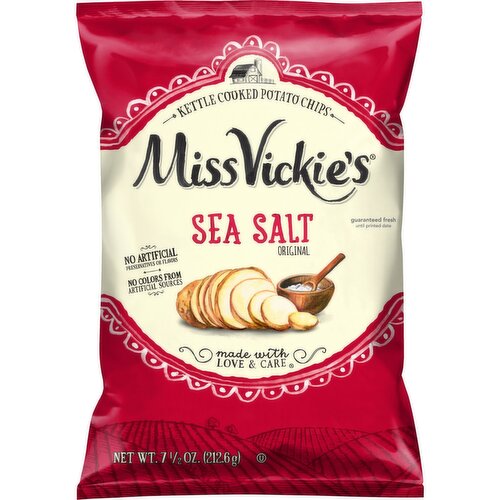 Miss Vickie's Kettle Cooked Potato Chips Sea Salt, 7.5 Oz