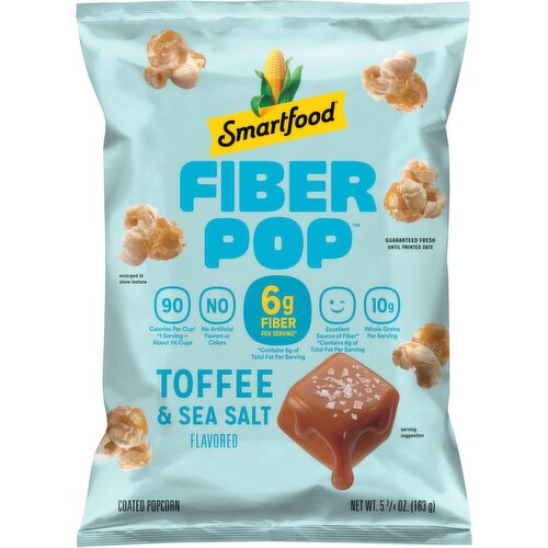 Smartfood Fiber Pop Popcorn Toffee And Sea Salt, 5 3/4 Oz Oz