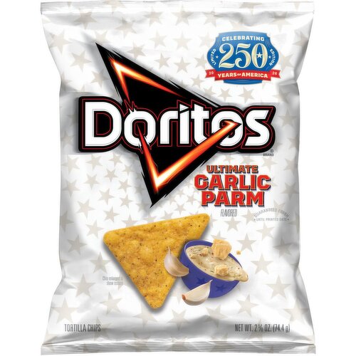 Doritos Tortilla Chips Ultimate Garlic Parm Flavored, 2 5/8 Oz