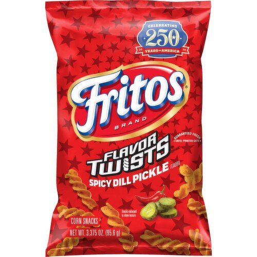 Fritos Flavor Twists Corn Snacks Spicy Dill Pickle Flavored, 3.375 Oz