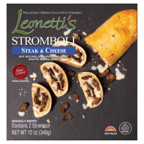 Leonetti's Steak & Cheese Stromboli, 2 count, 12 oz