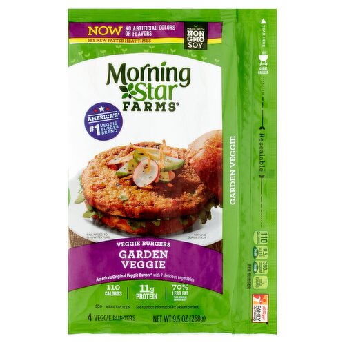 MorningStar Farms Garden Vegan Burgers, 4 count, 9.5 oz