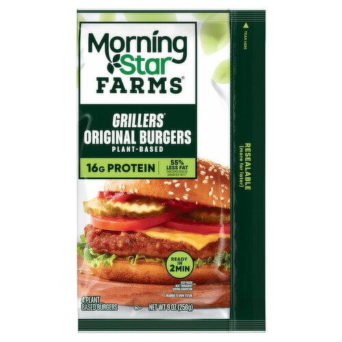 MorningStar Farms Grillers Original Plant Based Burgers, 4 count, 9 oz