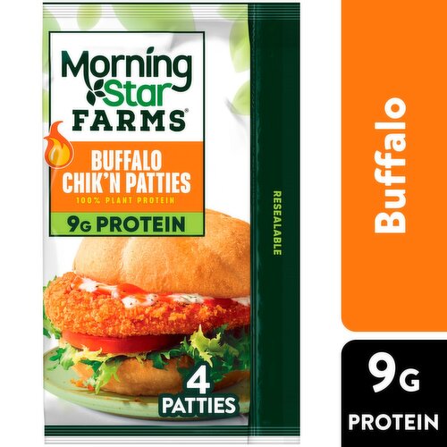 MorningStar Farms Buffalo Chik'n Vegan Patties, 4 count, 10 oz