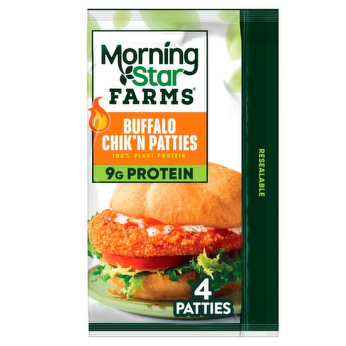 MorningStar Farms Buffalo Chik'n Vegan Patties, 4 count, 10 oz
