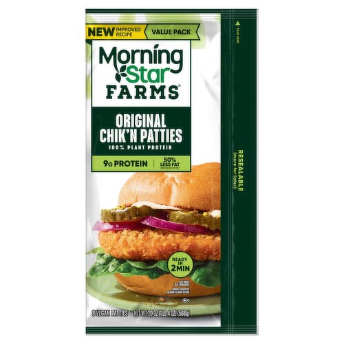 MorningStar Farms Original Chik'n Vegan Patties Value Pack, 8 count, 20 oz