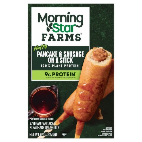 MorningStar Farms Fluffy Vegan Pancake & Sausage on a Stick, 4 count, 9.7 oz