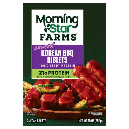 Morning Star Farms Sauced Korean BBQ Vegan Riblets, 2 count, 10 oz