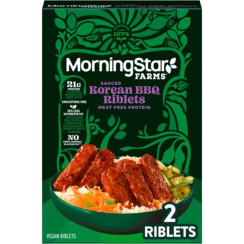 MorningStar Farms Sauced Korean BBQ Vegan Riblets, 2 count, 10 oz